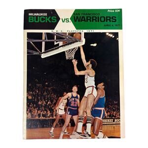 1971 Milwaukee Bucks VS San Francisco Warriors NBA Basketball Playoff Program